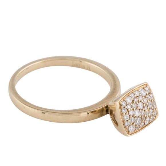 Sonia Bitton Galerie 14K Y/Gold pave Diamond dimensional carved hart charm ring - Picture 5 of 17